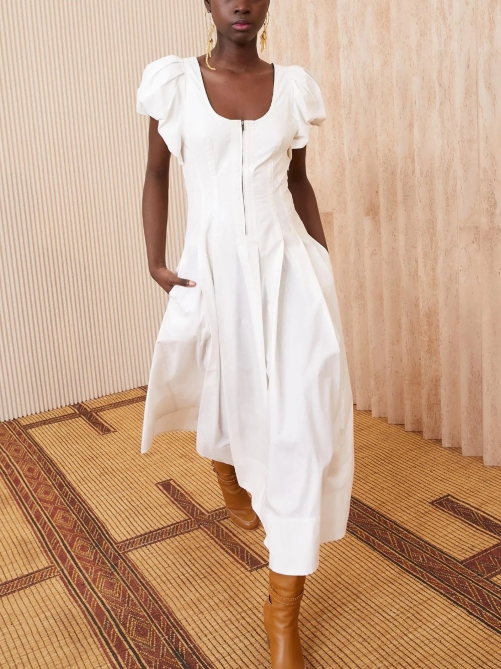 Ulla Johnson Malie Midi Dress *BLUE AND CREAM, NOT WHITE*